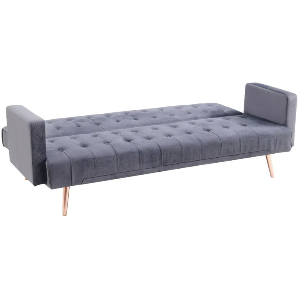 Comfy Living 3 Seater Grey and Gold Plush Velvet Sofa Bed Image 2