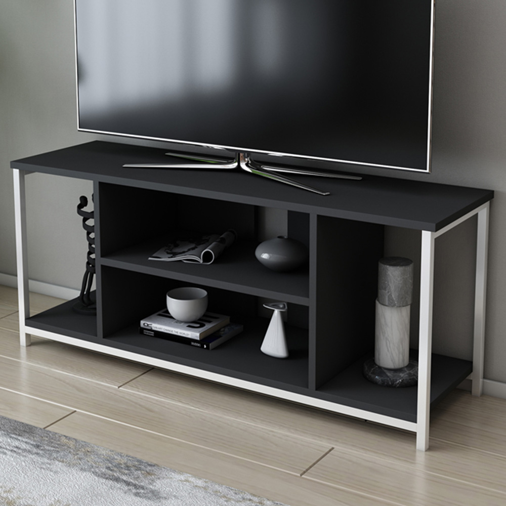Decorotika Rinaldo 4 Shelf White and Anthracite TV Stand for 55 inch TV Image 1