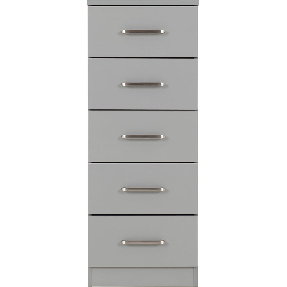Seconique Dakota 5 Drawer Light Grey Narrow Chest Image 3