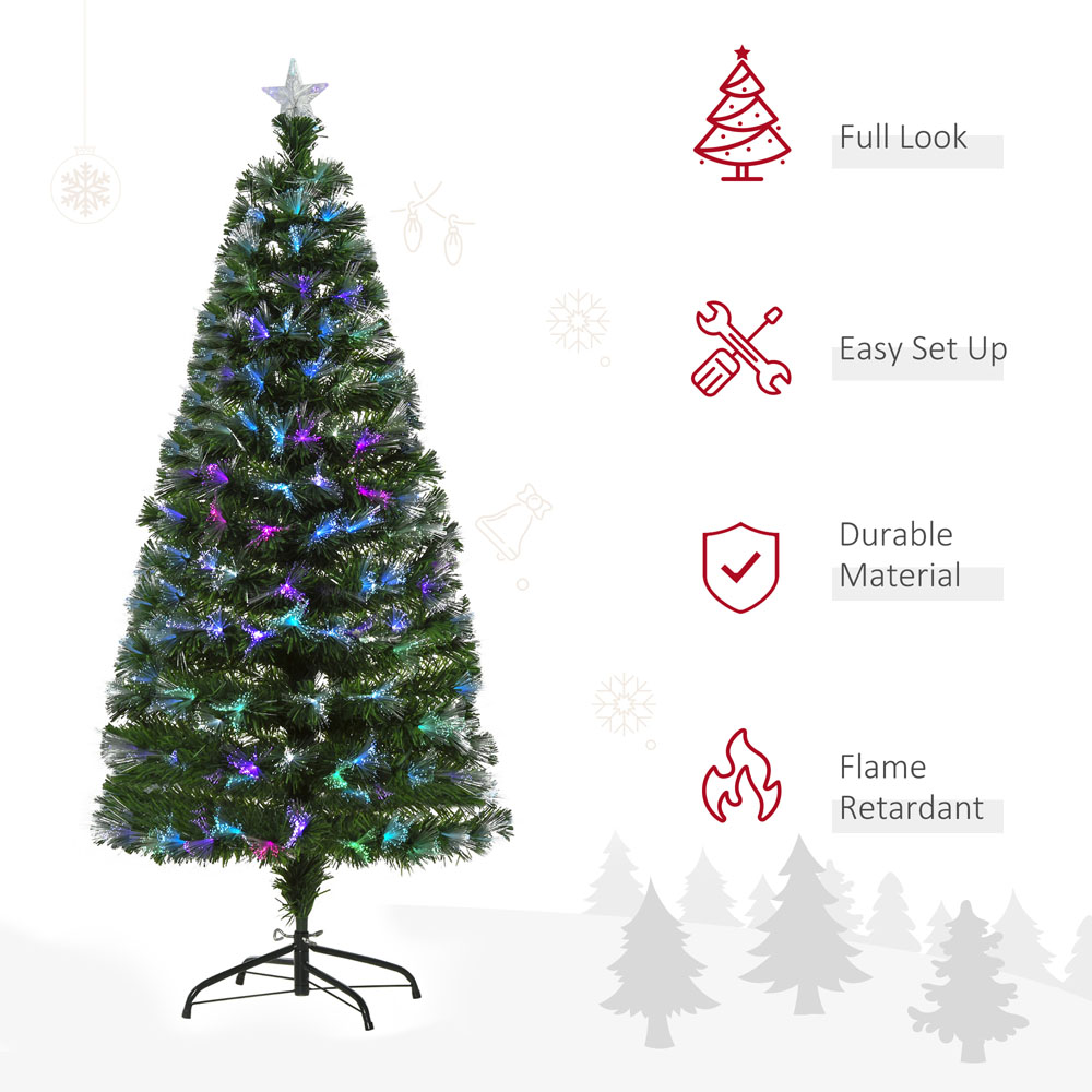 Everglow Fibre Optic Colourful LED Pre-Lit Green Artificial Christmas Tree 4.9ft Image 4