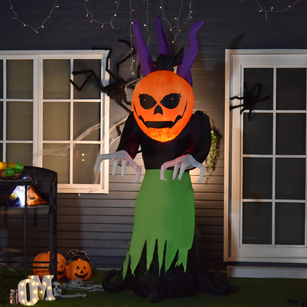HOMCOM Halloween Inflatable Pumpkin Ghost 8ft Image 8