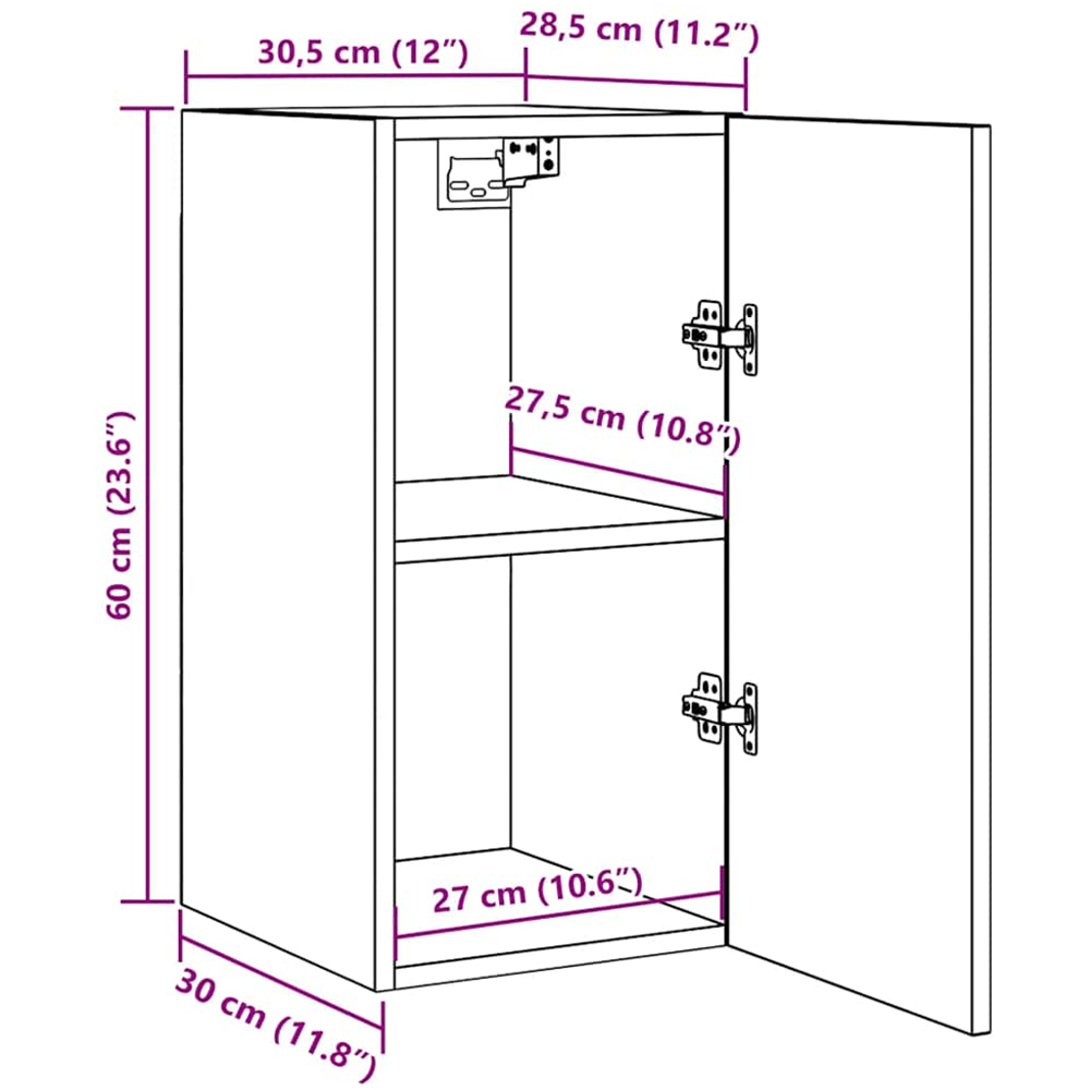 vidaXL Single Door Smoked Oak Wall Mounted TV Cabinet Image 9