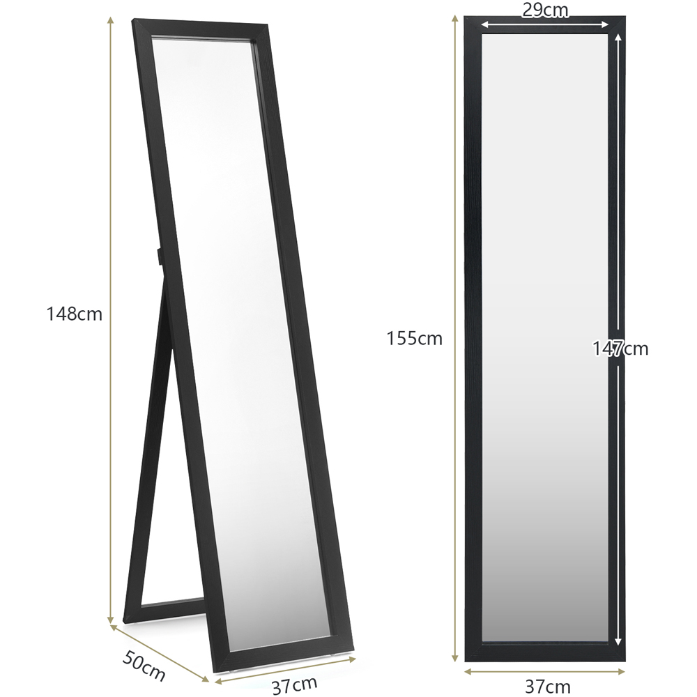 Costway Black Wooden Full Length Mirror 153 x 37cm Image 9
