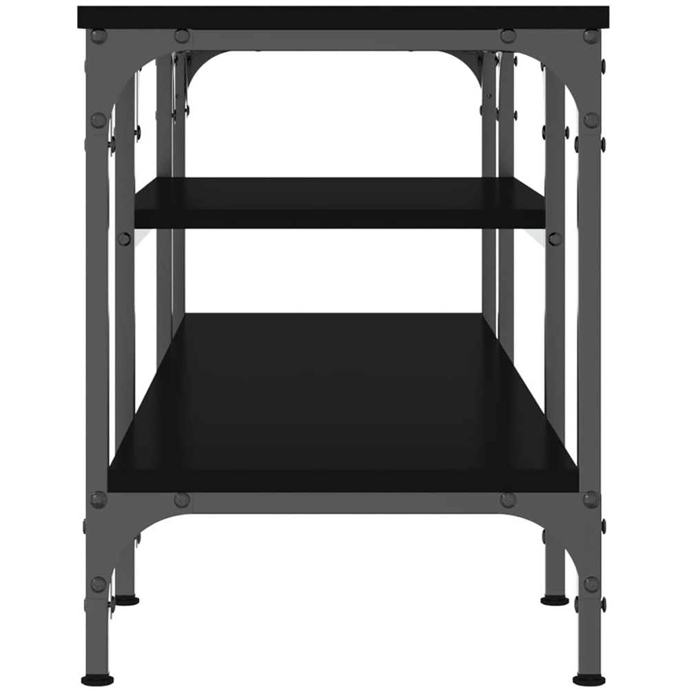 vidaXL 2 Shelf Black Industrial Style Wood and Iron TV Cabinet Image 5