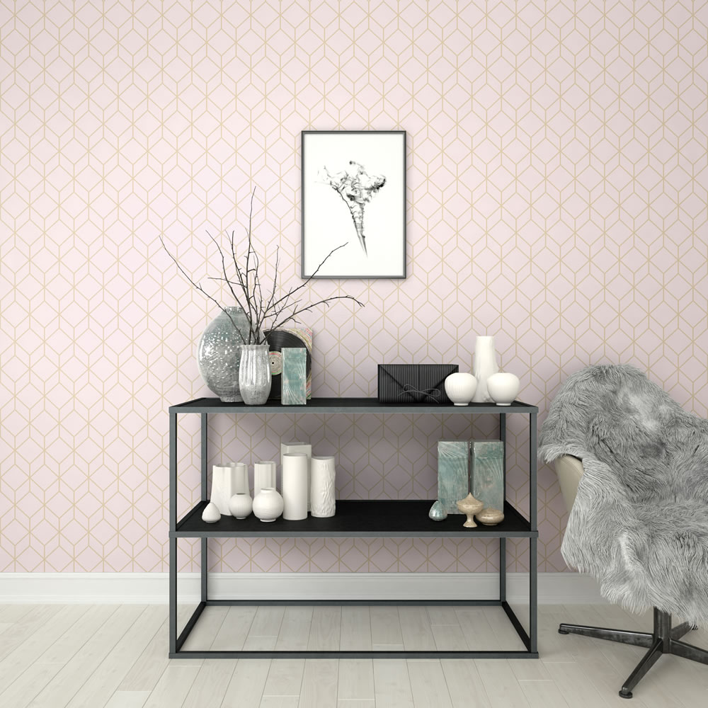 Superfresco Easy Wallpaper Myrtle Geo Blush Pink Wilko Superfresco Easy Wallpaper Myrtle Geo Blush Pink Image 2