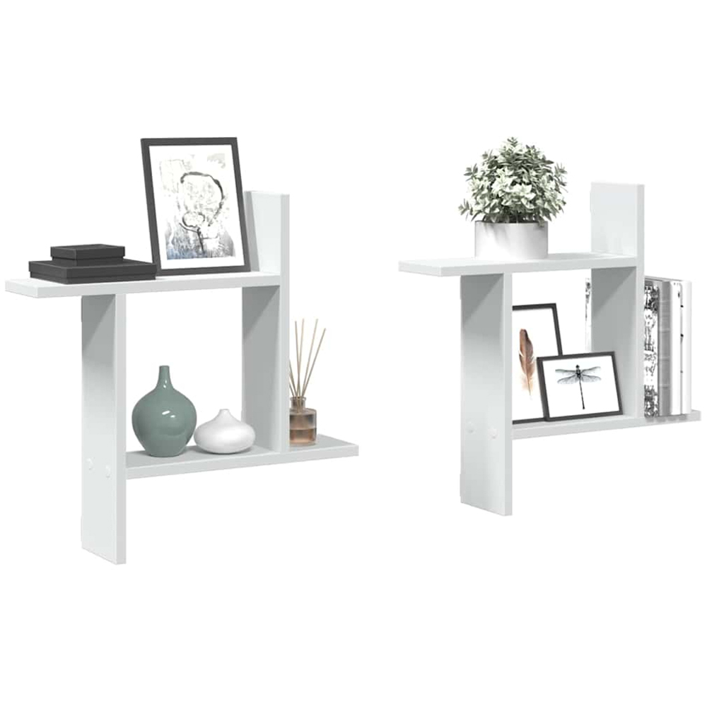 vidaXL 50cm Set of 2 White Floating Wall Shelf Image 3