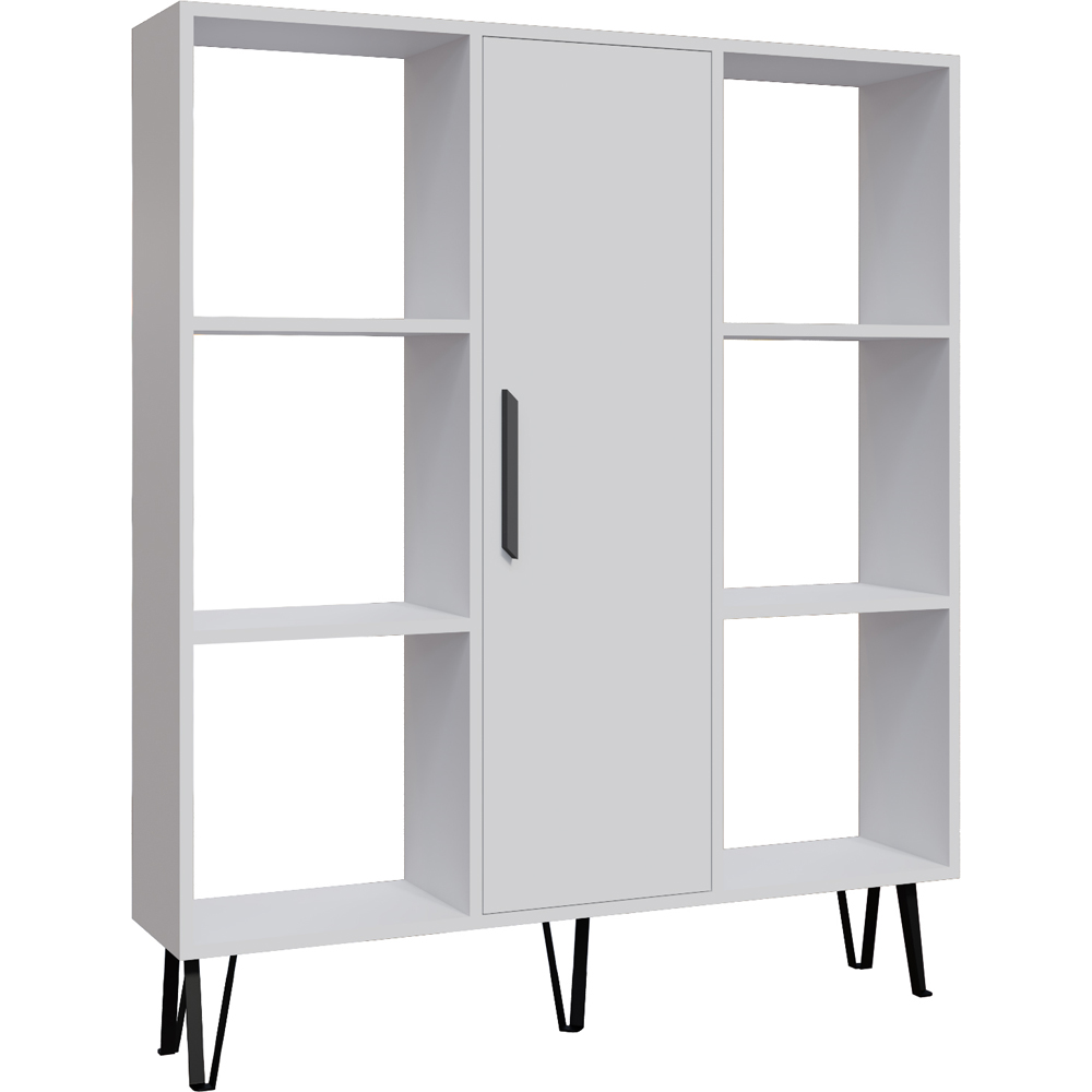 Decorotika Peoria Single Door 6 Shelf White Bookcase Image 2