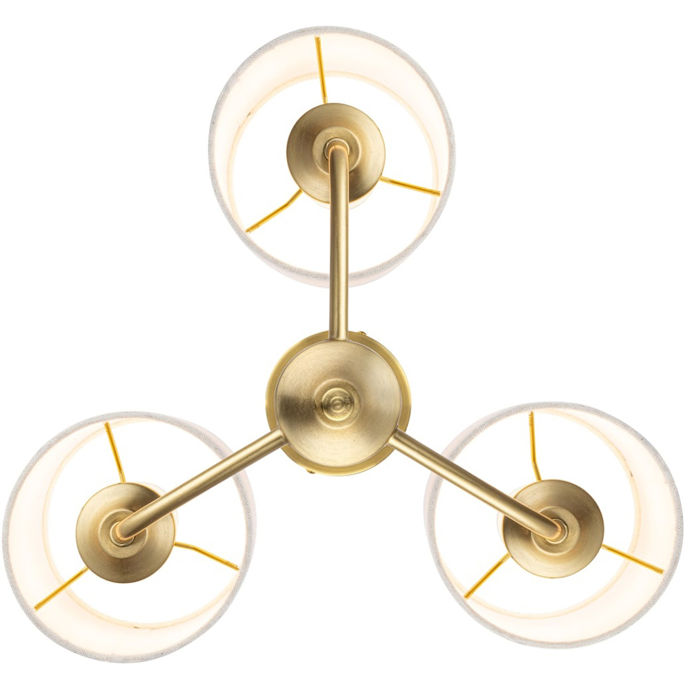 Cosylyte Winston 3 Light Classic Faux Linen Drum Shade Brass Ceiling Light Image 4