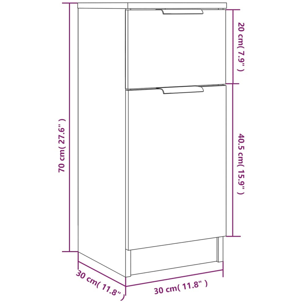 vidaXL Single Door Single Drawer White Sideboard Image 9