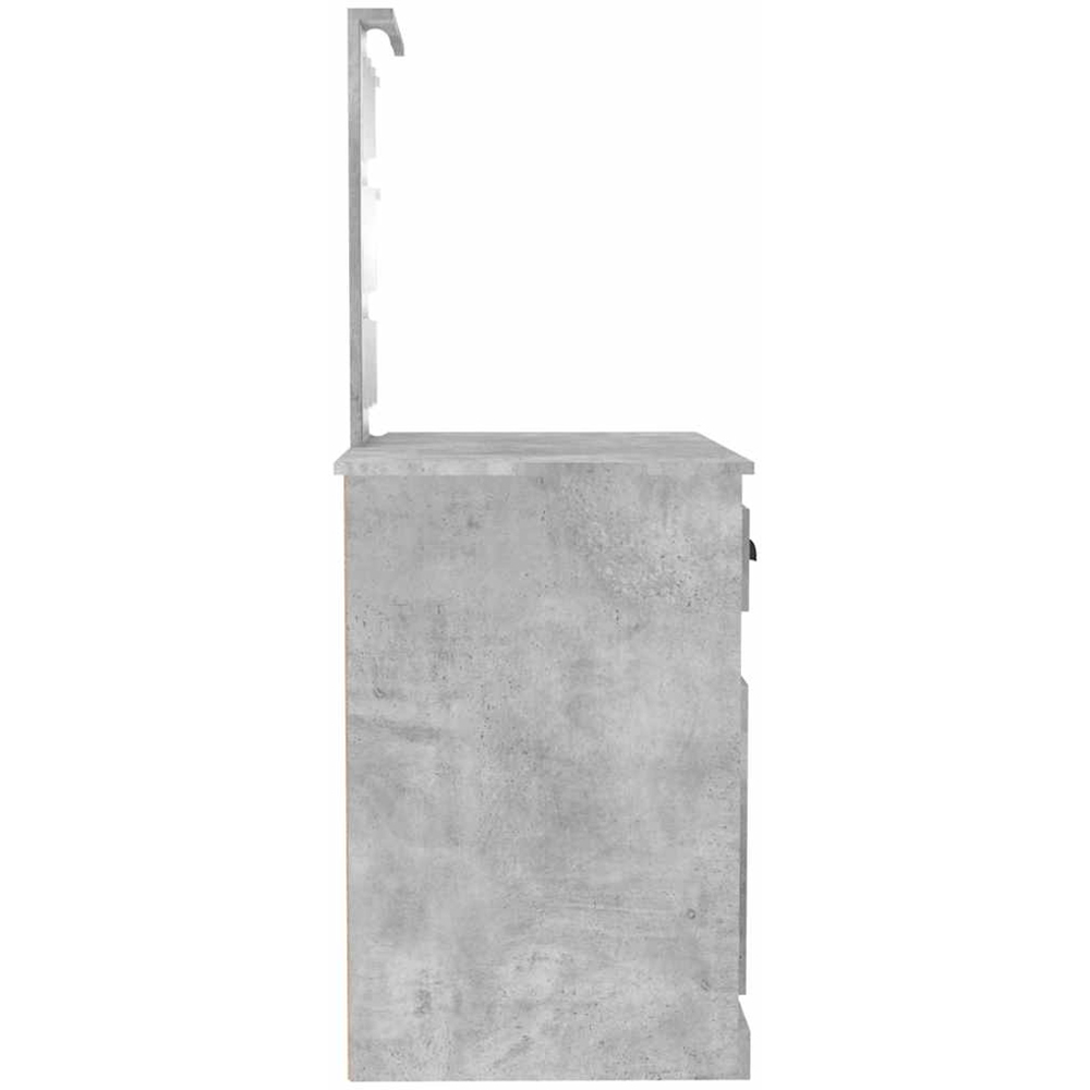 vidaXL Single Door Single Drawer Concrete Grey Dressing Table with LED Mirror Image 7