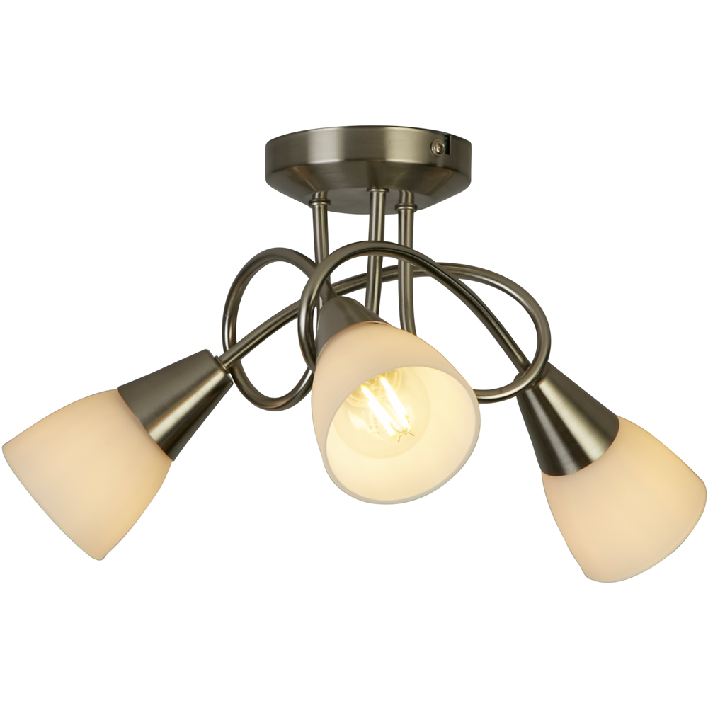 Lighting Collection Bradford 3 Light Brushed Silver LED Ceiling Fitting Image 3