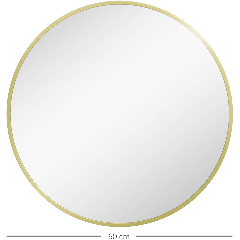 HOMCOM Gold Frame Wall Mounted Round Bathroom Mirror 60 x 60cm Image 9