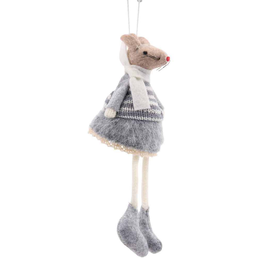 Grey Scandi Mouse Hanging Decoration Image 9