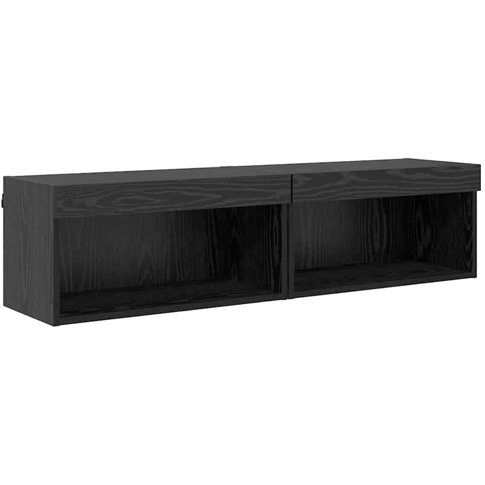 vidaXL Single Shelf Black Oak TV Cabinet with LED Lights Set of 2 Image 2