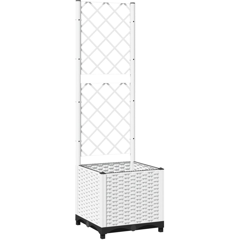 vidaXL White Polypropylene Garden Planter with Trellis 136 x 40 x 40cm Image 1