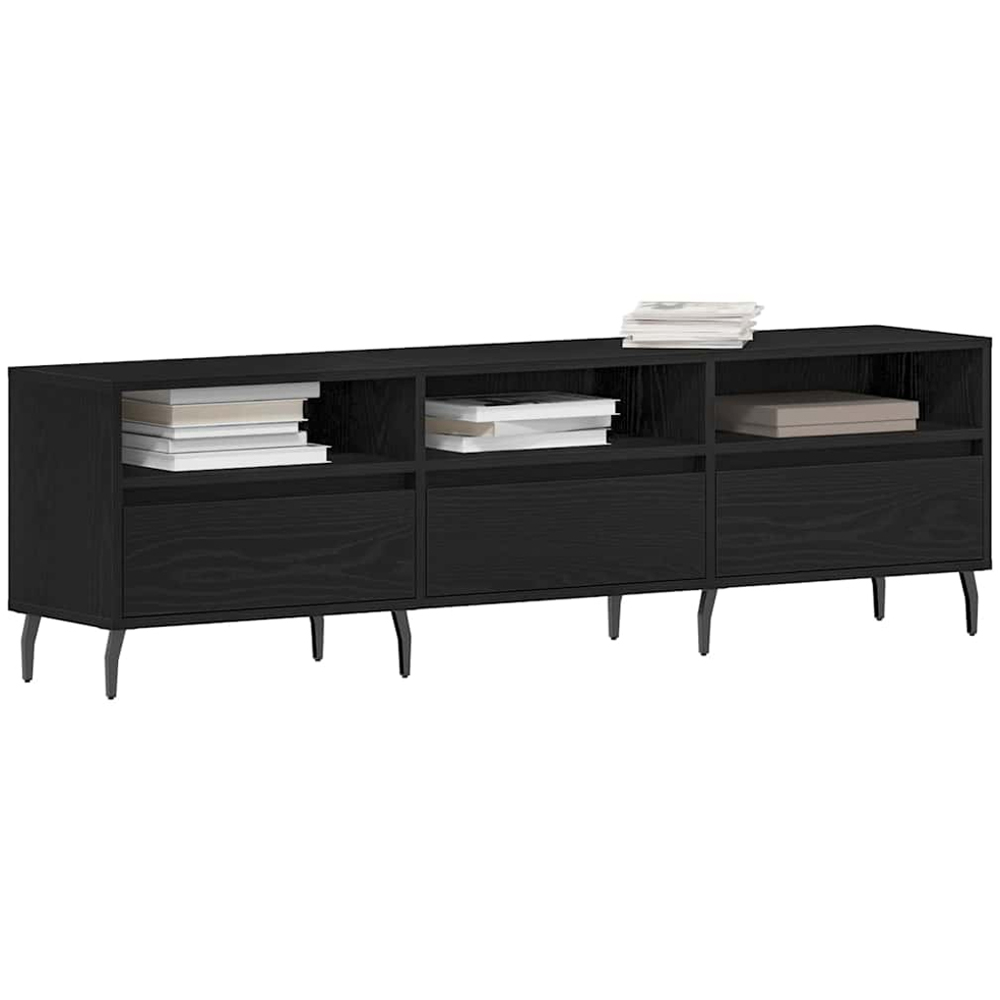 vidaXL 3 Door 3 Shelf Black Oak TV Cabinet Image 3