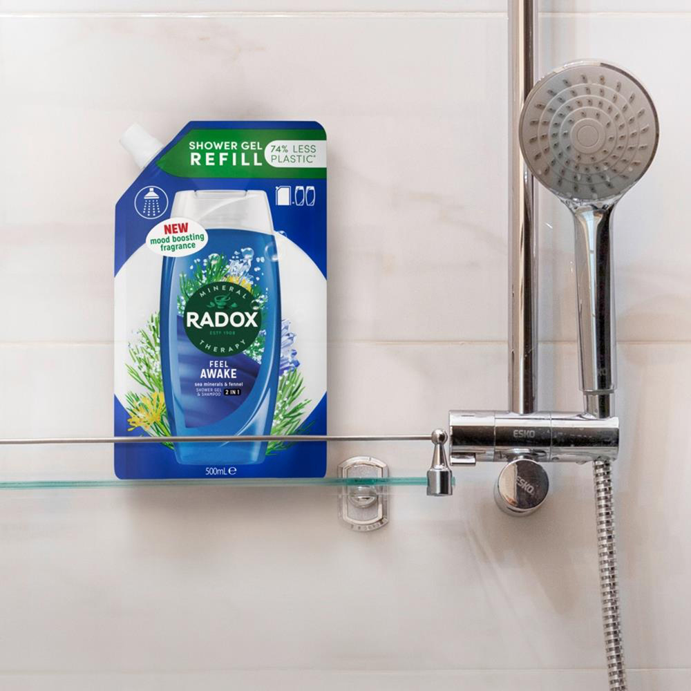 Radox Mineral Therapy 2-in-1 Refill Pouch Feel Awake Shower Gel 500ml 5 Pack Image 2