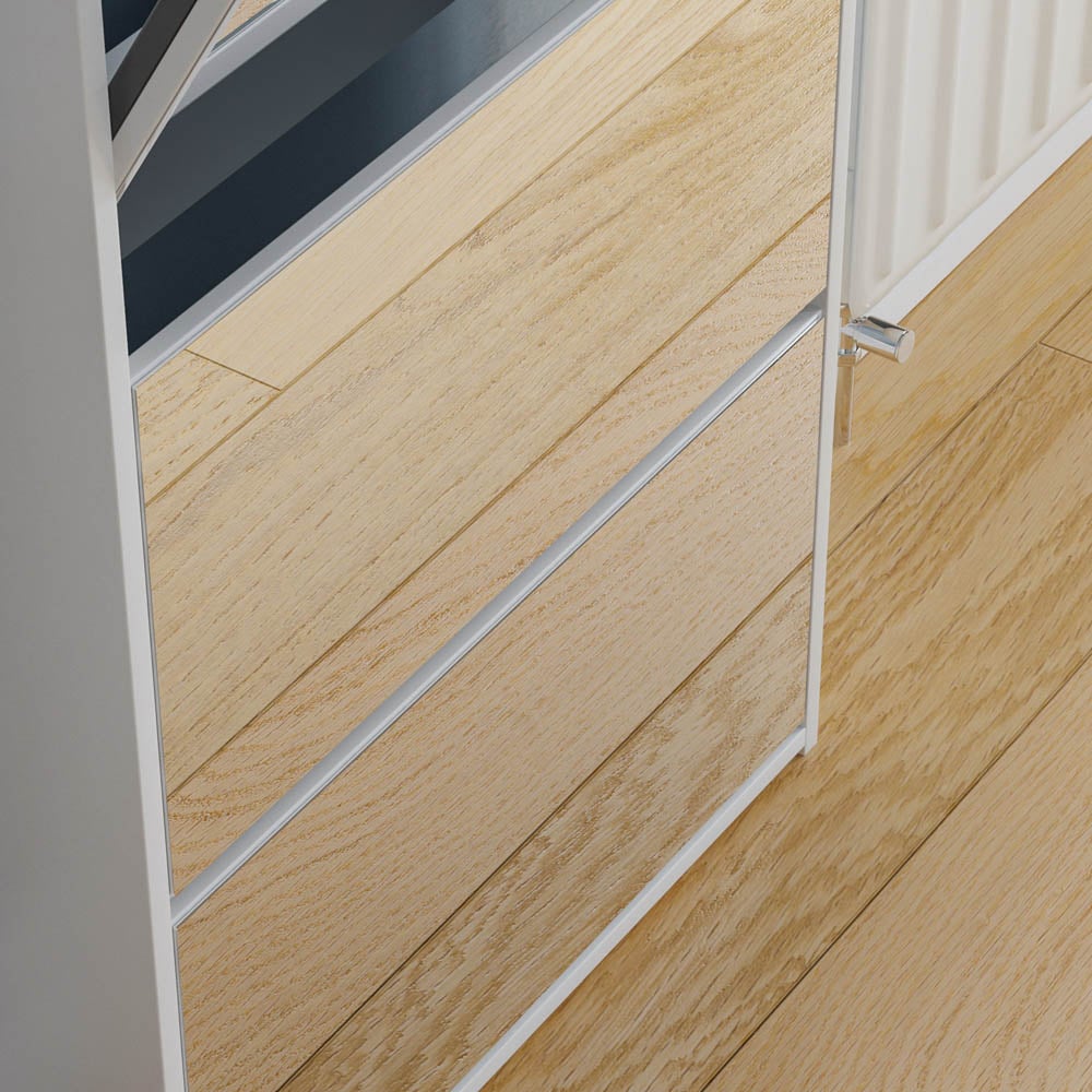 Vida Designs Welham White 3-Drawer Mirrored Shoe Cabinet Rack Image 5