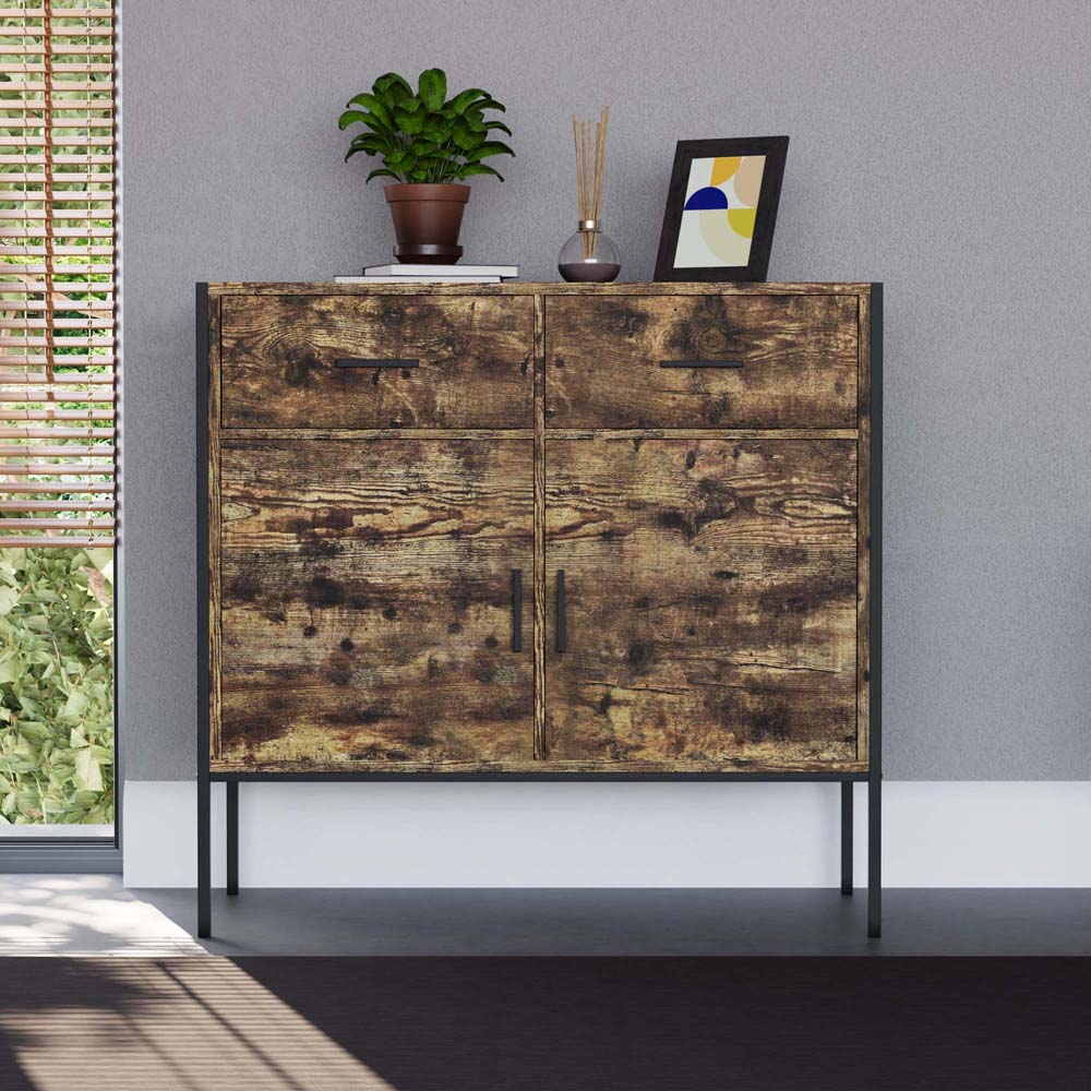 Vida Designs Brooklyn 2 Door 2 Drawer Dark Wood Sideboard Image 8
