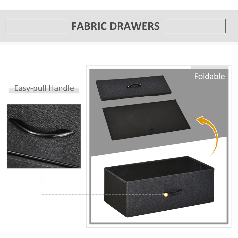 HOMCOM 3 Fabric Drawer Black Chest of Drawers Image 6