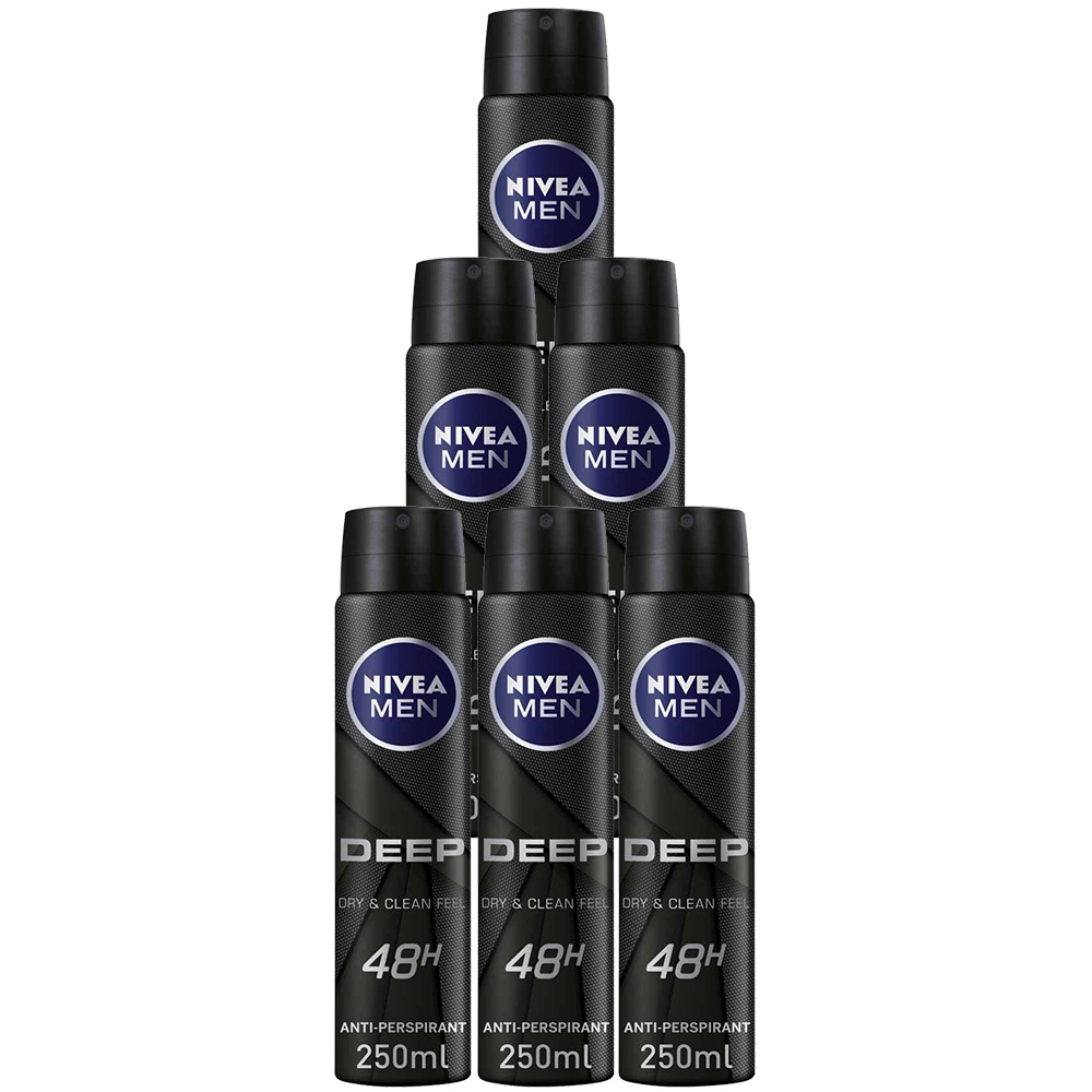 Nivea Men Deep Anti Perspirant Deodorant Spray Case of 6 x 250ml Image 1