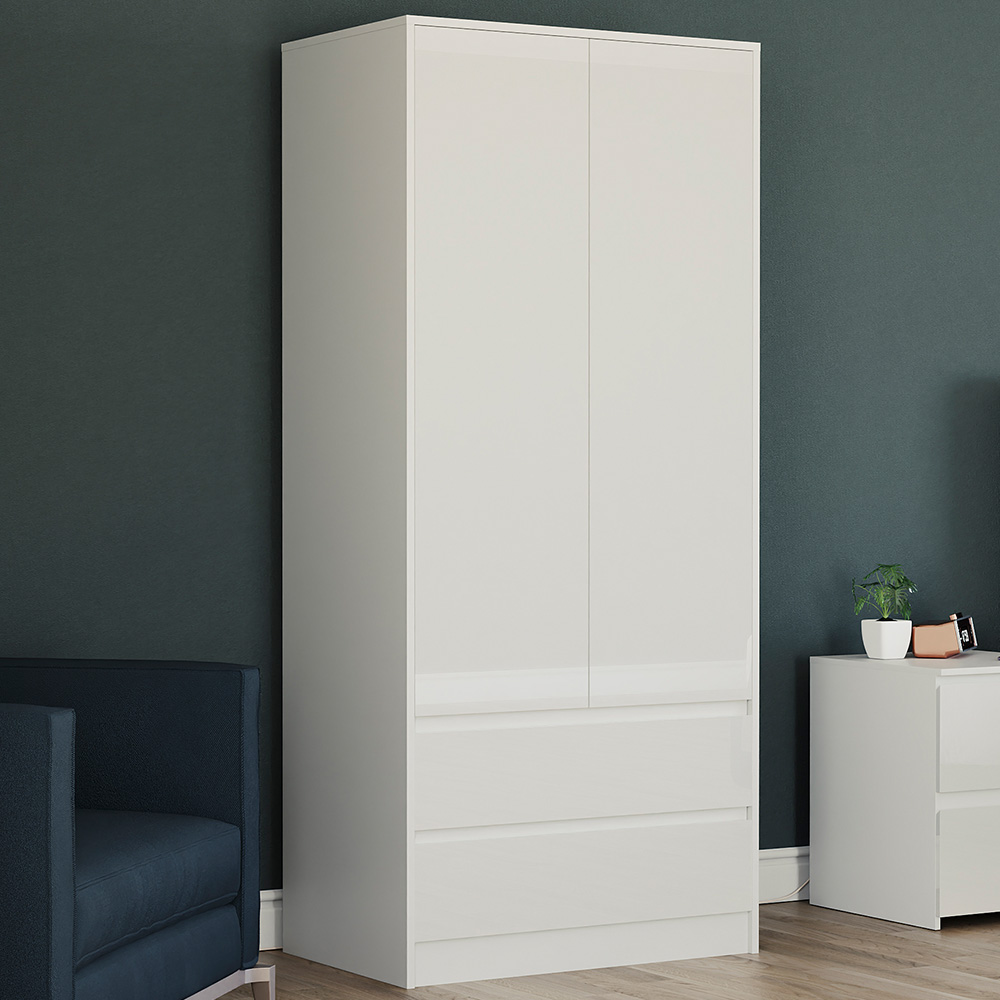 Vida Designs Glinton 2 Door 2 Drawer White Wardrobe Image 1
