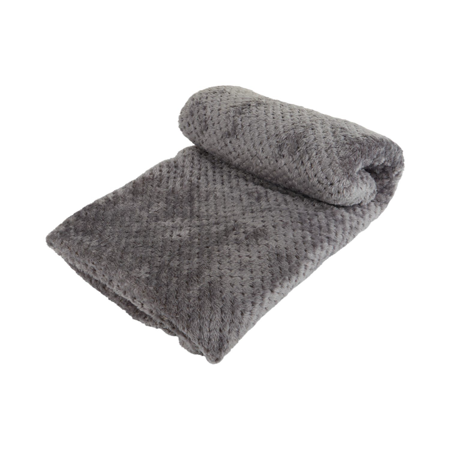 Waffle Soft Fleece Throw Grey Image 3