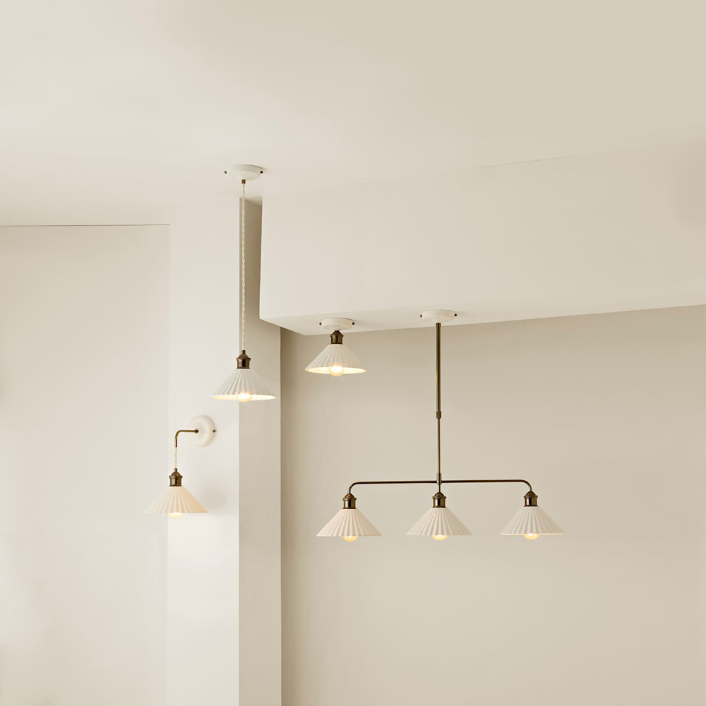 ValueLights Burford White Ribbed Ceramic Shade Adjustable LED Wall Light with Bulb Image 6