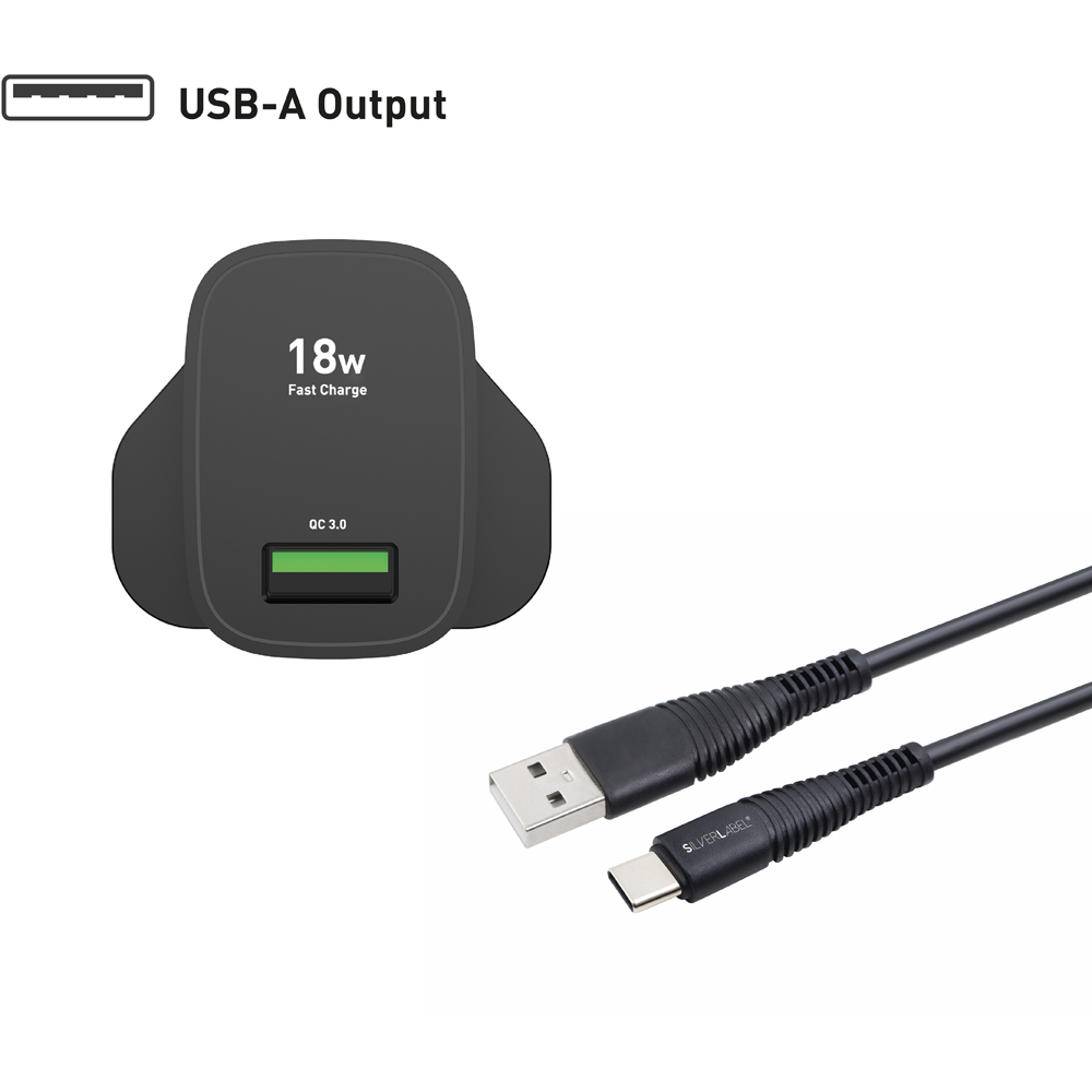 SilverLabel Black Mains Charger and USB-C Cable Bundle Image 5