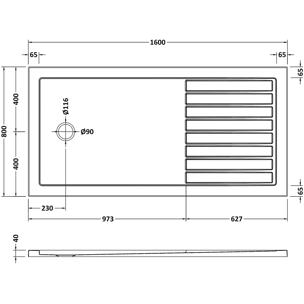 nuie White Slip Resistant Walk In Shower Tray 1600 x 800mm Image 2