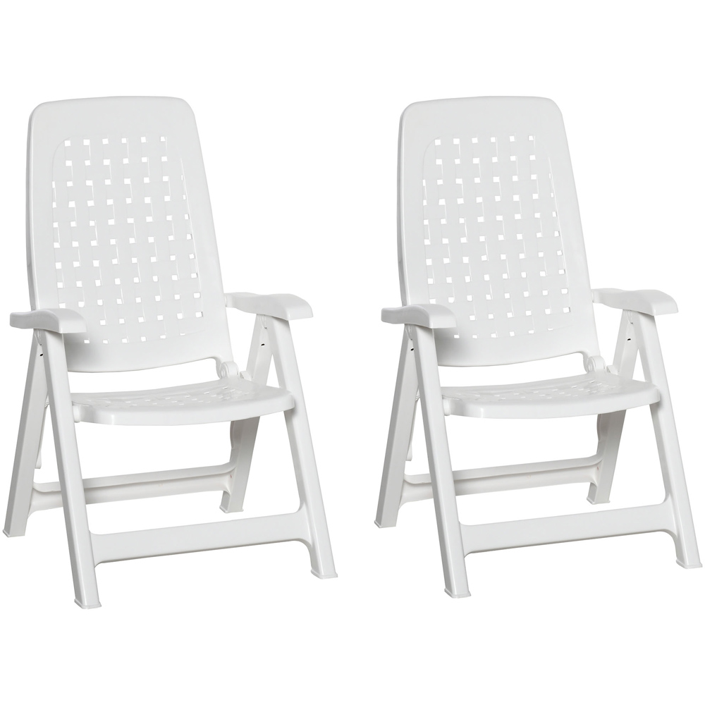 Outsunny Set of 2 White Folding Plastic Dining Chair Image 2