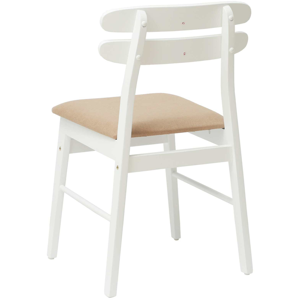 vidaXL Set of 2 White and Brown Rubberwood Rectilinear Vintage Dining Chairs Image 4