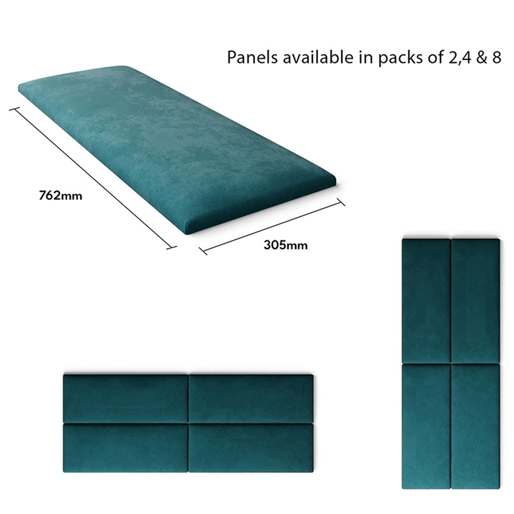 Aspire EasyMount Emerald Plush Velvet Upholstered Wall Mounted Headboard Panels 2 Pack Image 5