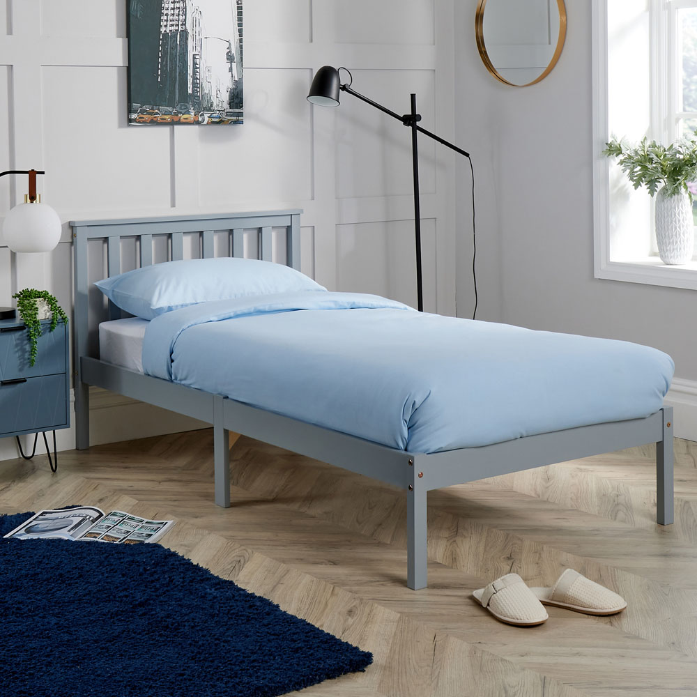 Home Source Florida Single Grey Low End Wooden Bed Image 8