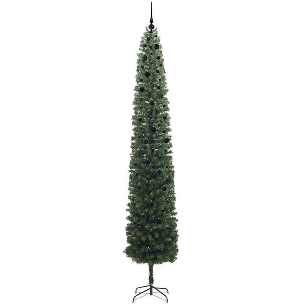 vidaXL Green Artificial Christmas Tree with LEDs Black Decoration Ornaments 10ft Image 4