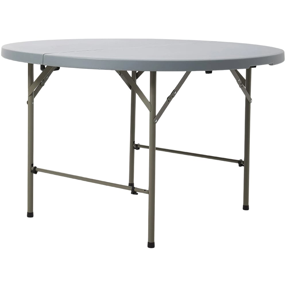 Living and Home Grey Outdoor Round Folding Camping Table with Handle Image 1