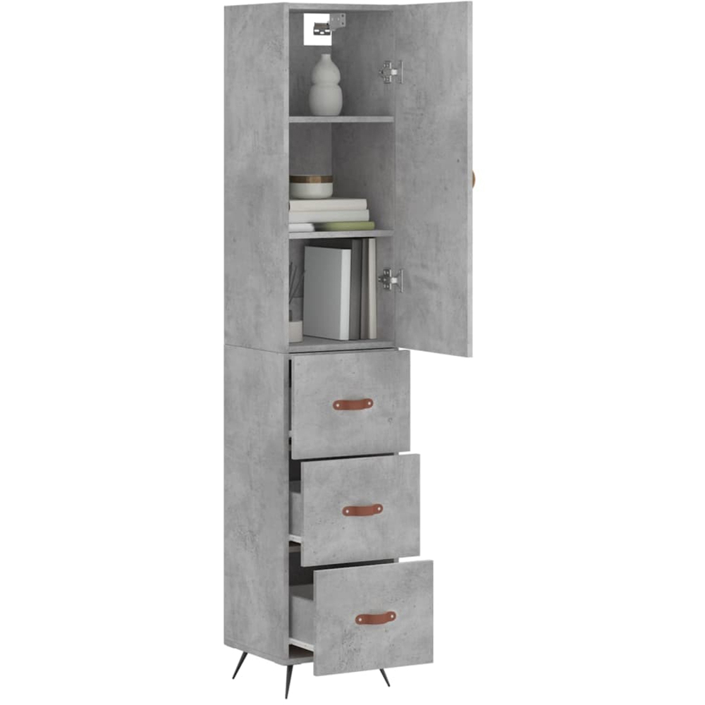 vidaXL Single Door 3 Drawer Concrete Grey Highboard Image 3