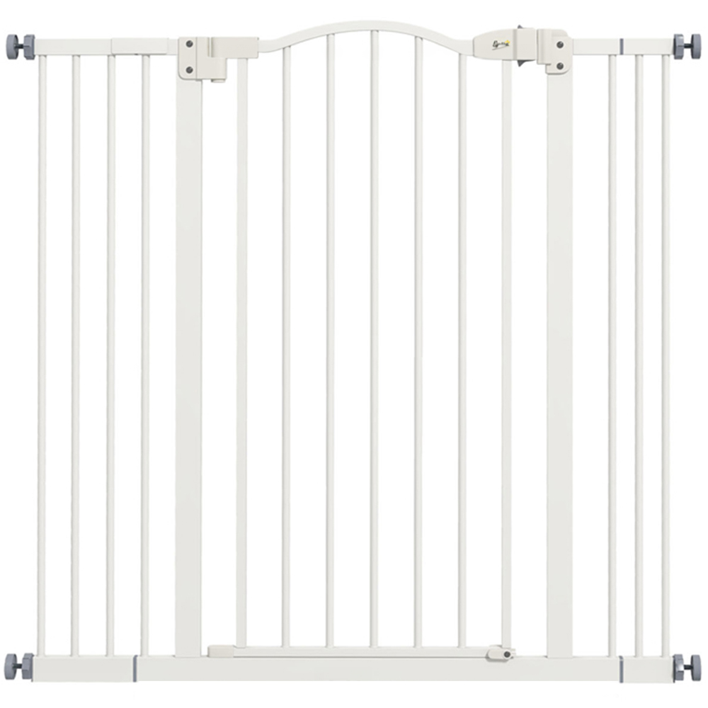 PawHut White 74-100cm Adjustable Metal Pet Safety Gate Image 1