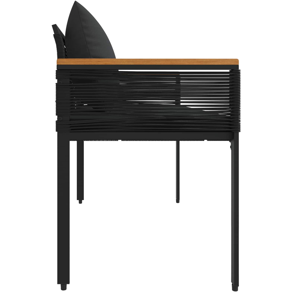 vidaXL Black Poly Rattan Garden Bench with Cushion 117 x 54 x 74.5cm Image 5