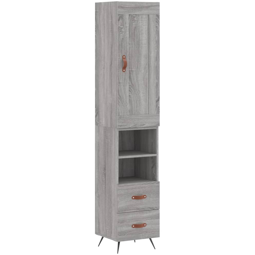 vidaXL Single Door 2 Drawer 2 Shelf Grey Sonoma Highboard Image 2