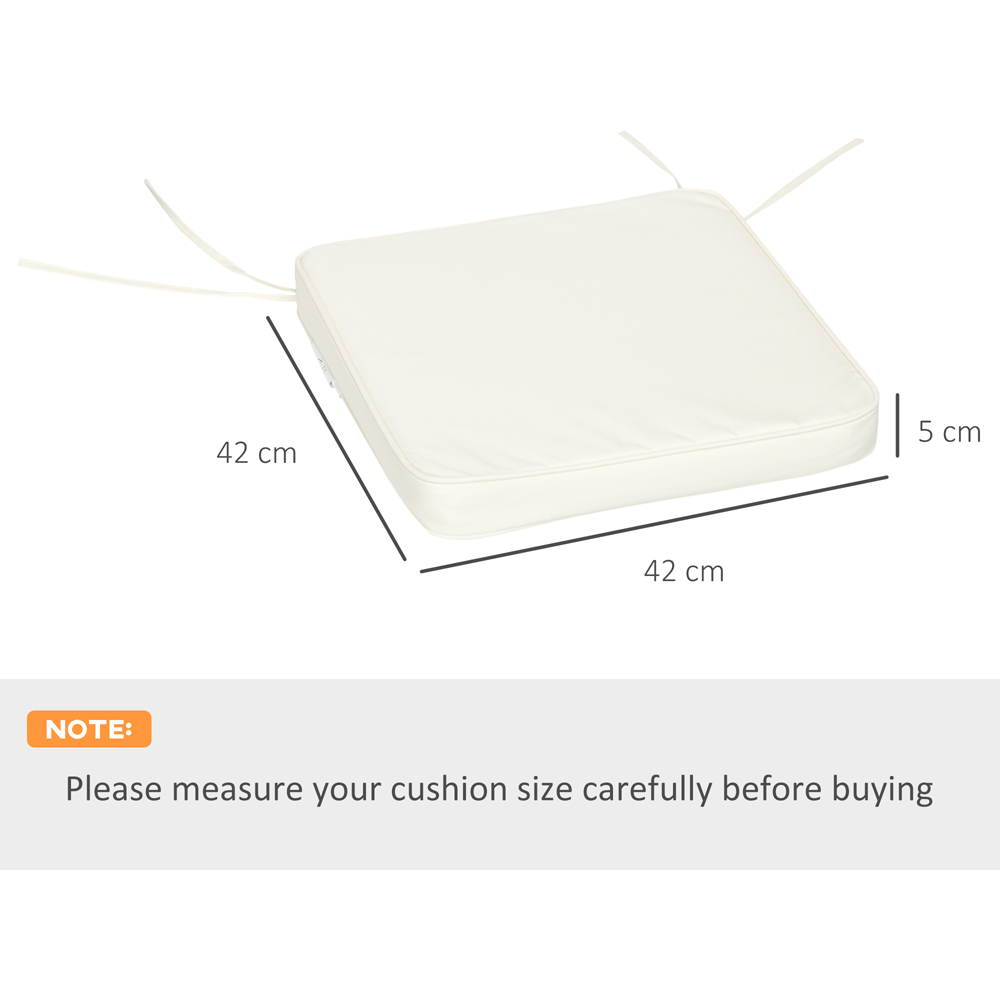 Outsunny White Dining Chair Seat Pad Cushion 42 x 42cm 6 Pack Image 7