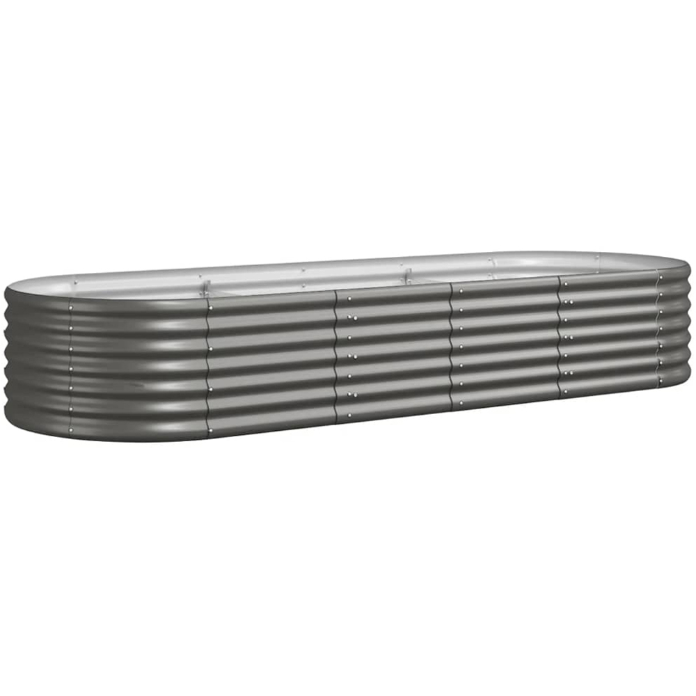 vidaXL Grey Galvanised Steel Raised Garden Bed 36 x 80 x 224cm Image 1