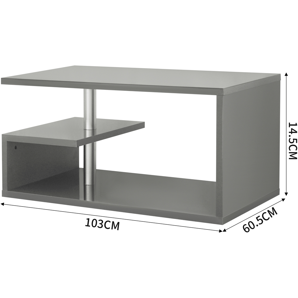 Comfy Living Grey High Gloss Abstract LED Coffee Table Image 7