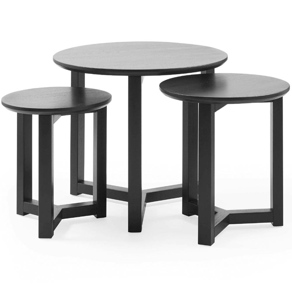 Julian Bowen Nidri Black Oak Nest of Tables Set of 3 Image 4
