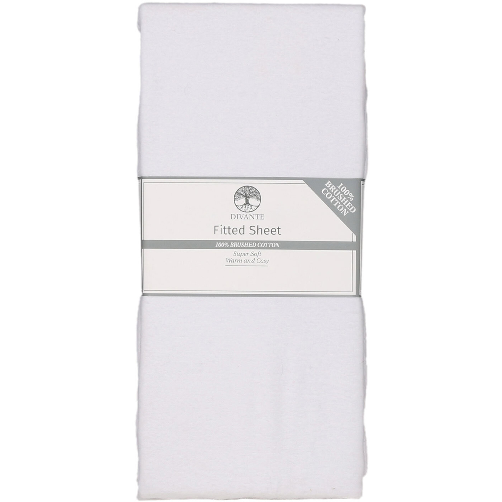 Divante King Size White Brushed Cotton Fitted Sheet Image