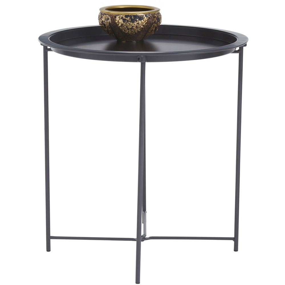 Premier Housewares Sleek Grey Metal Round Side Table Image 2