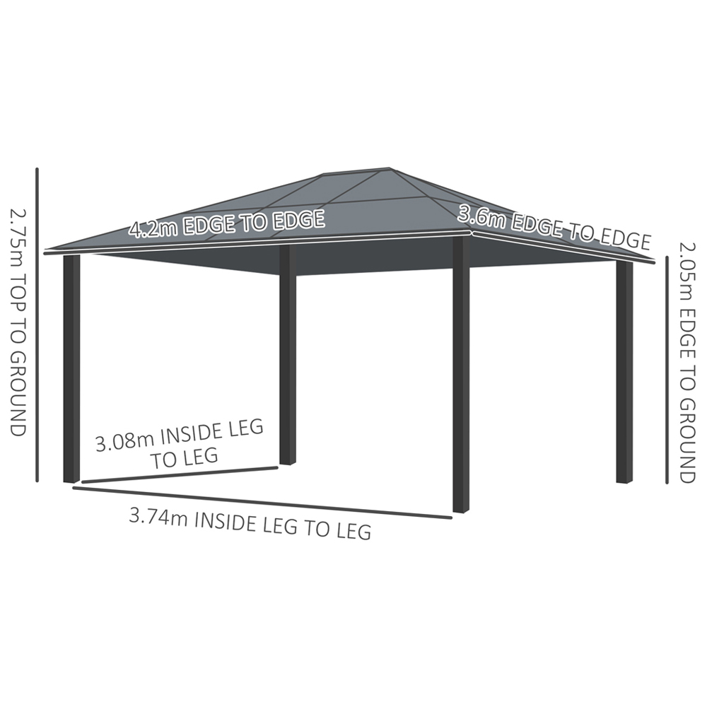 Outsunny 4 x 3.6m Black Gazebo with Hardtop Image 6