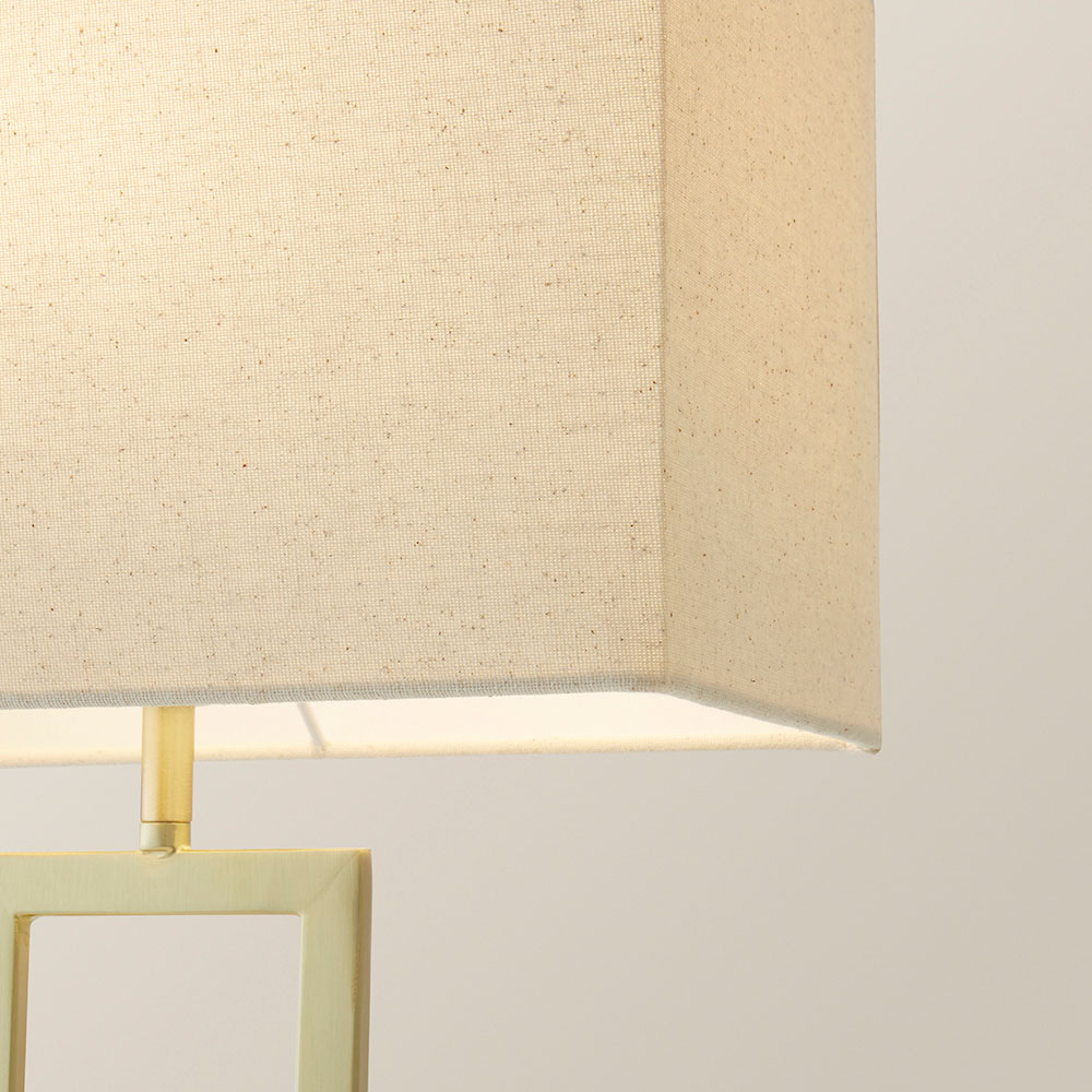 ValueLights Gloria Gold Double Stem Metal LED Table Lamp with Rectangular Lamp Shade Image 3