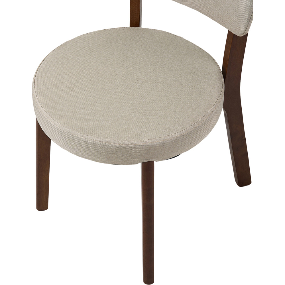 Living and Home Set of 2 Beige Linen-Effect Fabric Upholstered Rubberwood Dining Chairs Image 5