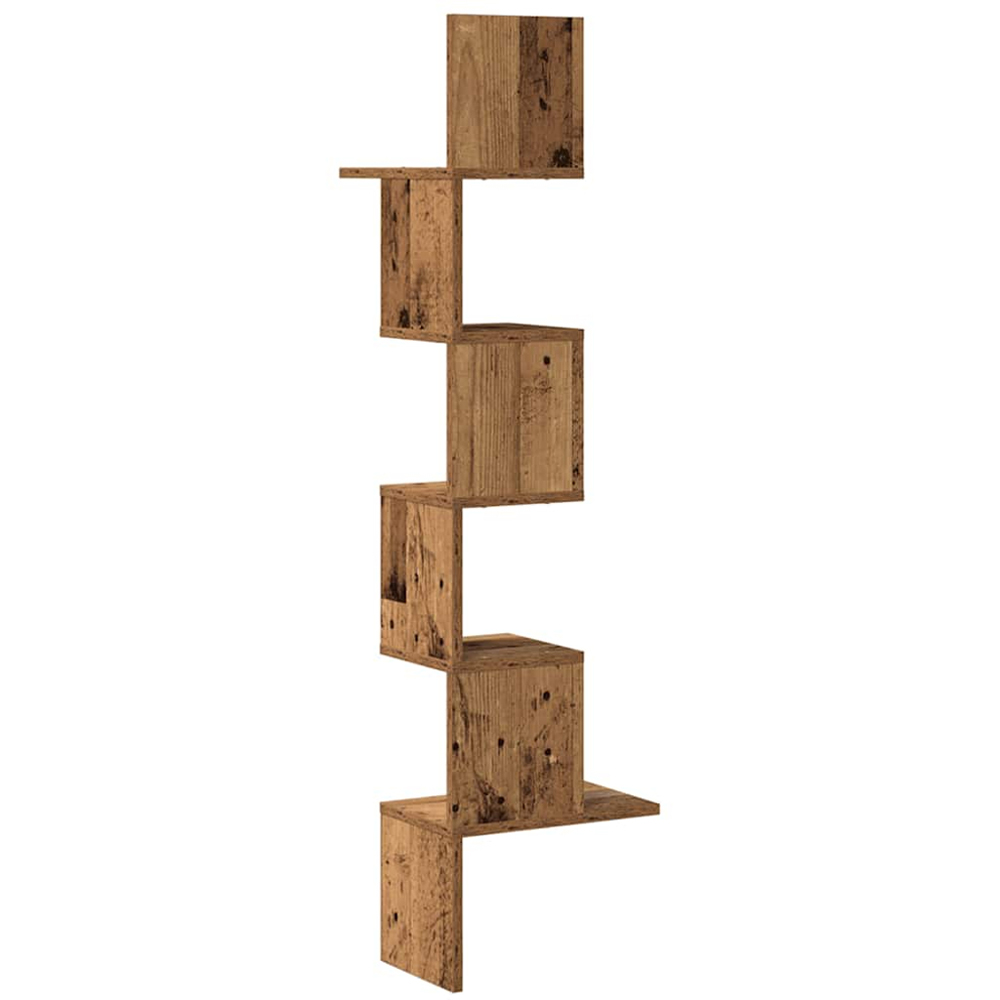 vidaXL 5 Shelf Old Wood Floating Corner Wall Shelf Image 5